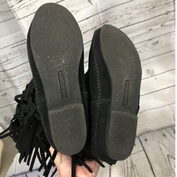 Minnetonka 3-Layer Black Fringe Boot 12" tall cowgirl western size 7 - Picture 10 of 13